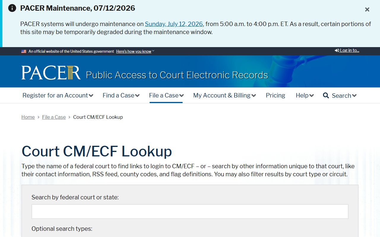 Towns County court dockets PACER federal docket lookup
