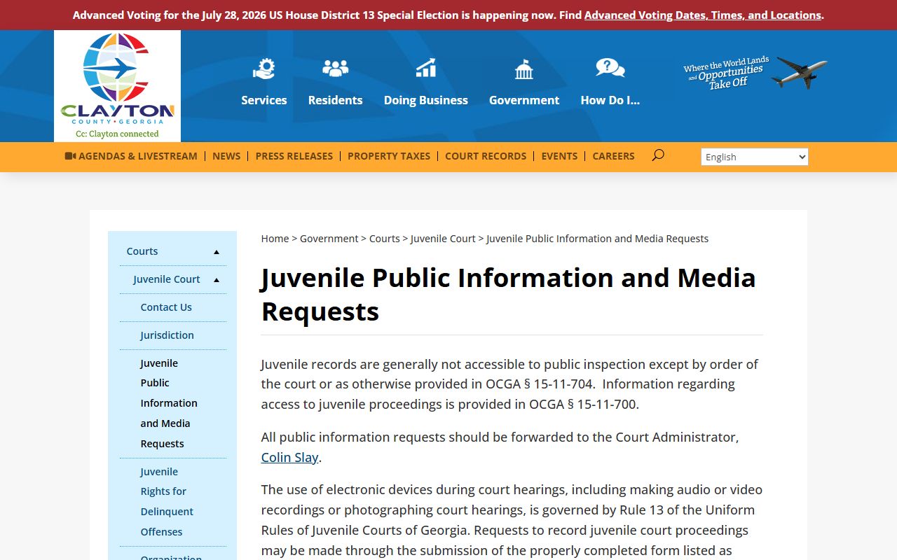 Towns County court records juvenile access restriction context