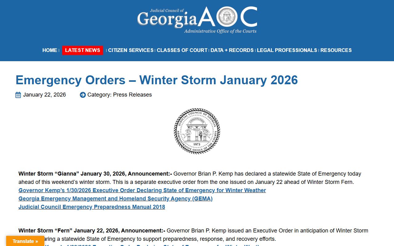 Towns County court records Georgia Courts emergency order listing