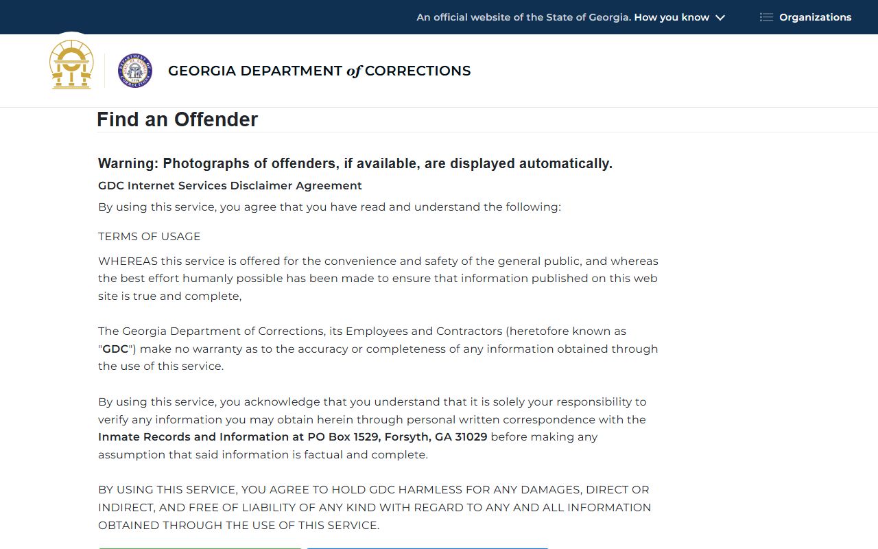 Towns County inmate records Georgia DOC offender query