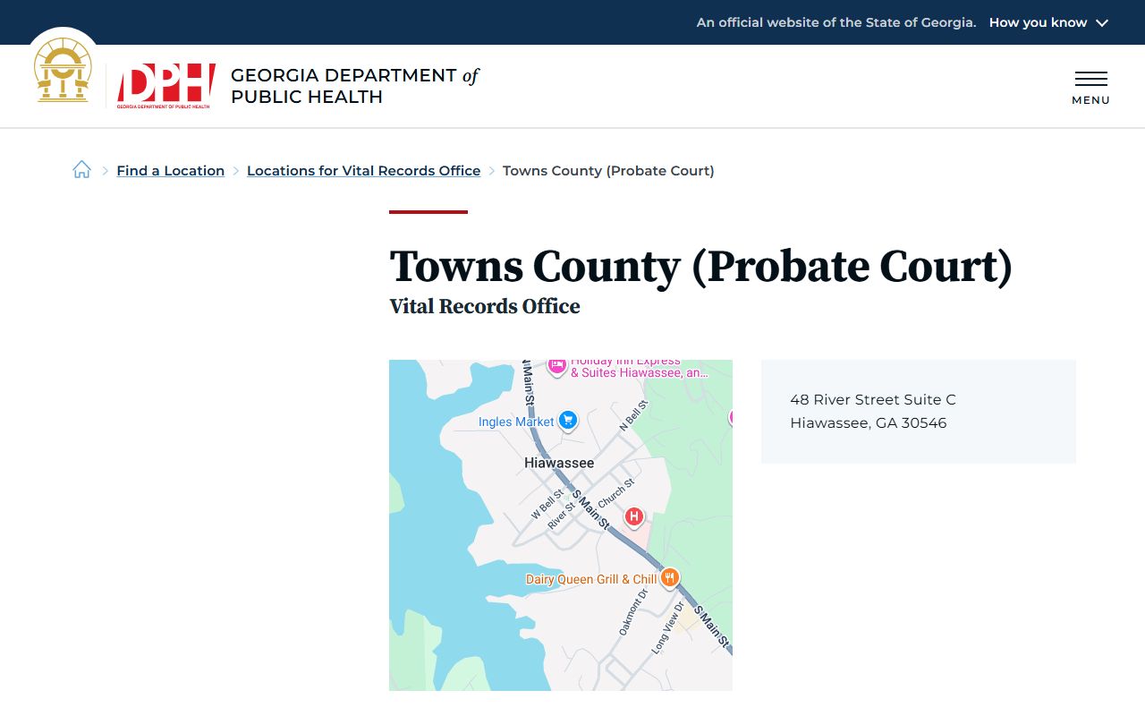 Towns County marriage records DPH Probate Court vital records listing