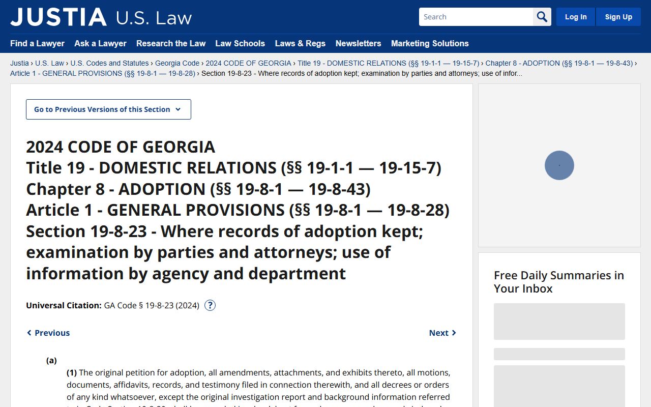 Towns County probate records Georgia sealed adoption records statute